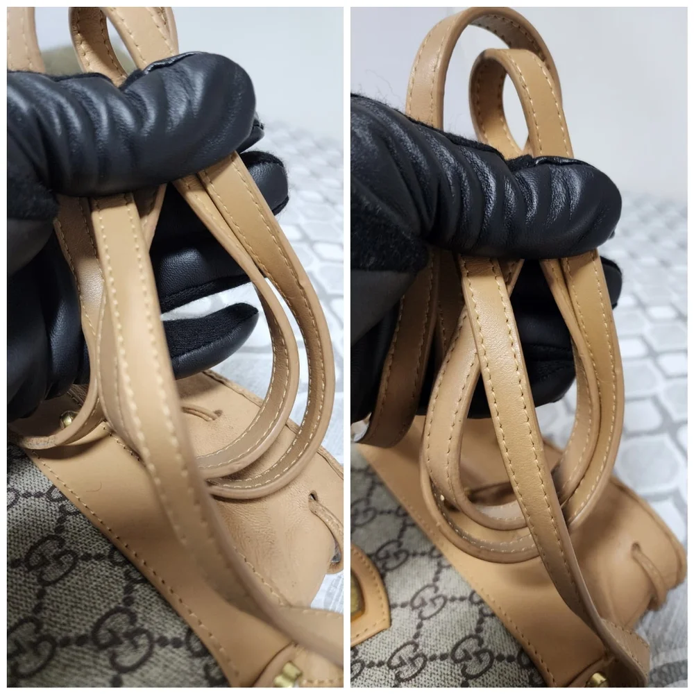 GUCCI Vintage Monogram Canvas Mini Drawstring Bucket Bag Brown/Beige